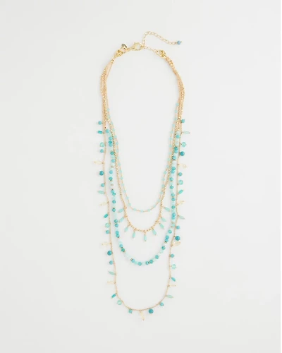 Multi-Strand Aqua Layering Necklace