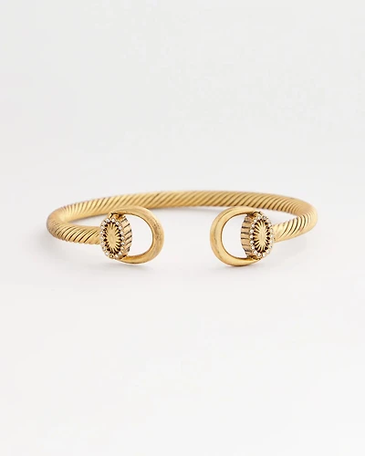 Equestrian Horsebit Goldtone Cuff Bracelet