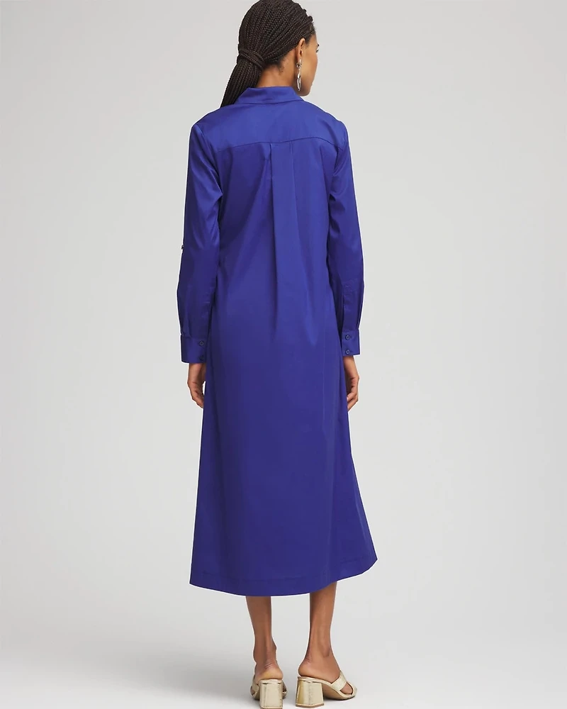 Wrap Belt Poplin Midi Shirtdress