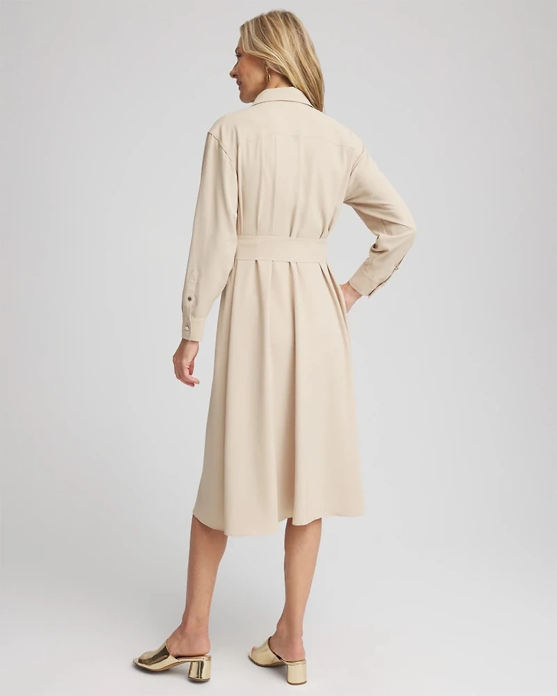 Twill Belted Midi Shirtdress