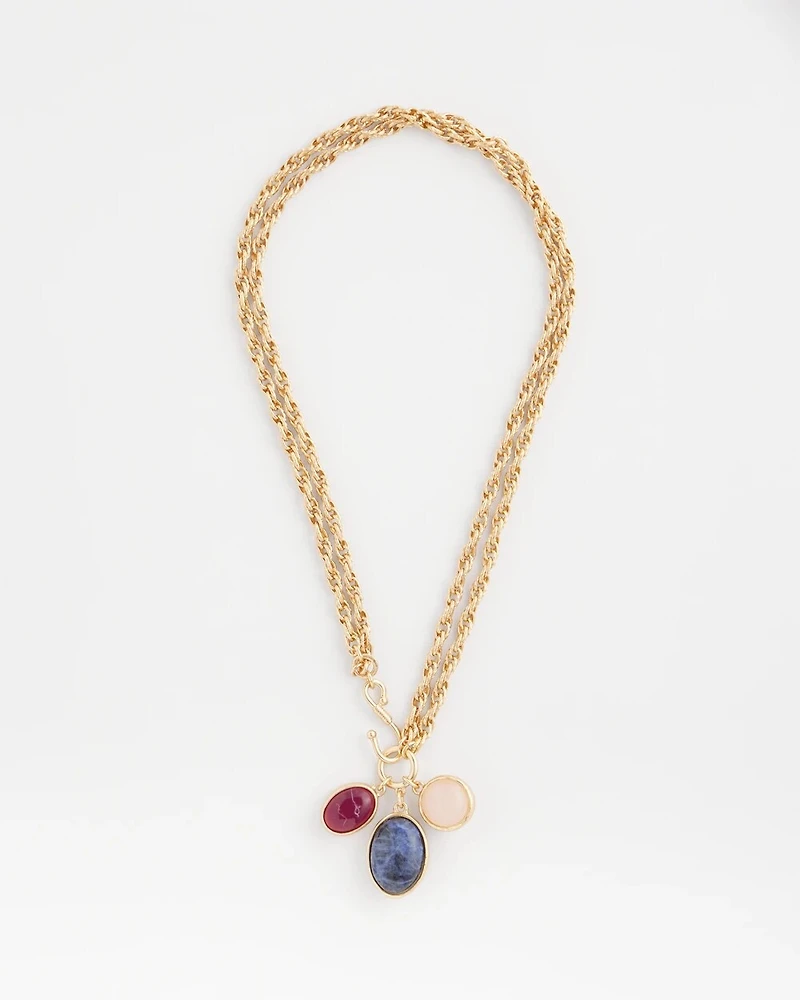Multi-color Stone Convertible Necklace