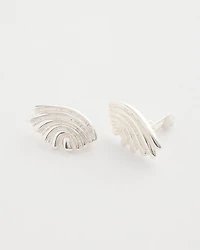Silvertone Shell Clip-On Earrings