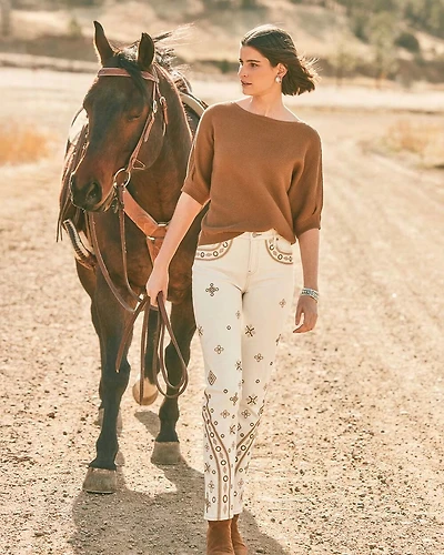 Embellished Girlfriend Slim Ankle Jeans