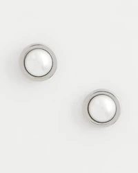 Silver Pearl Stud Earrings