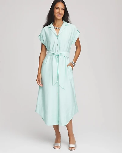 Hammered Rayon Midi Shirtdress