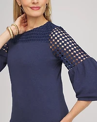 Faux Denim Lace Mix Top