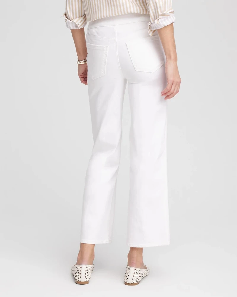No Stain Pull-On Straight Cropped Jeans