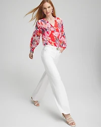 Floral Pleated Sleeve Blouse