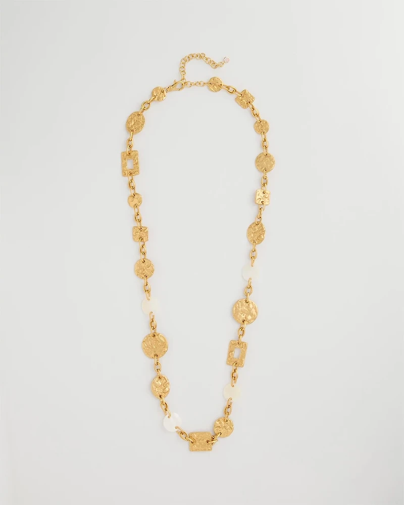 Pearl Hammered Long Necklace