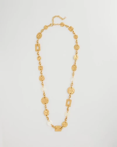 Pearl Hammered Long Necklace