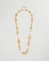 Pearl Hammered Long Necklace