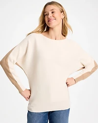 Colorblock Bateau Dolman Pullover Sweater