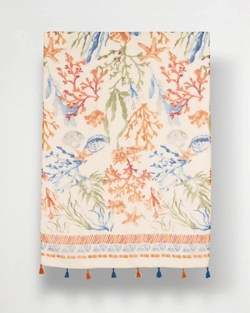 Sea Life Tassel Oblong Scarf