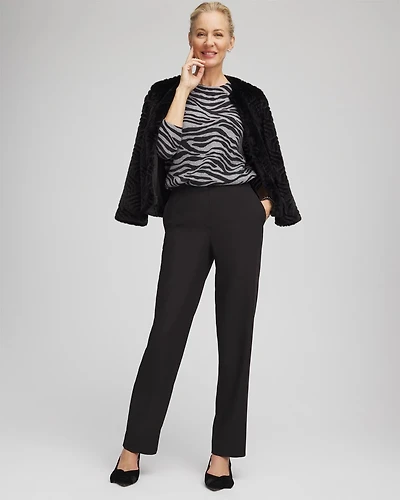 Textured Straight Tapered Ankle Pants