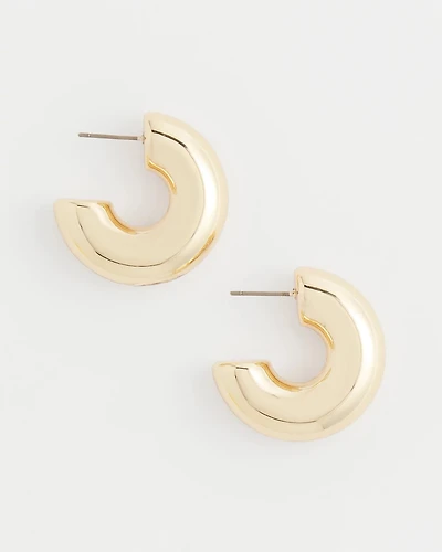 Gold Puff Hoop Earrings