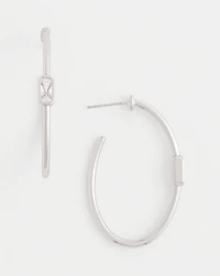 Silver Oval Hoop Earrings