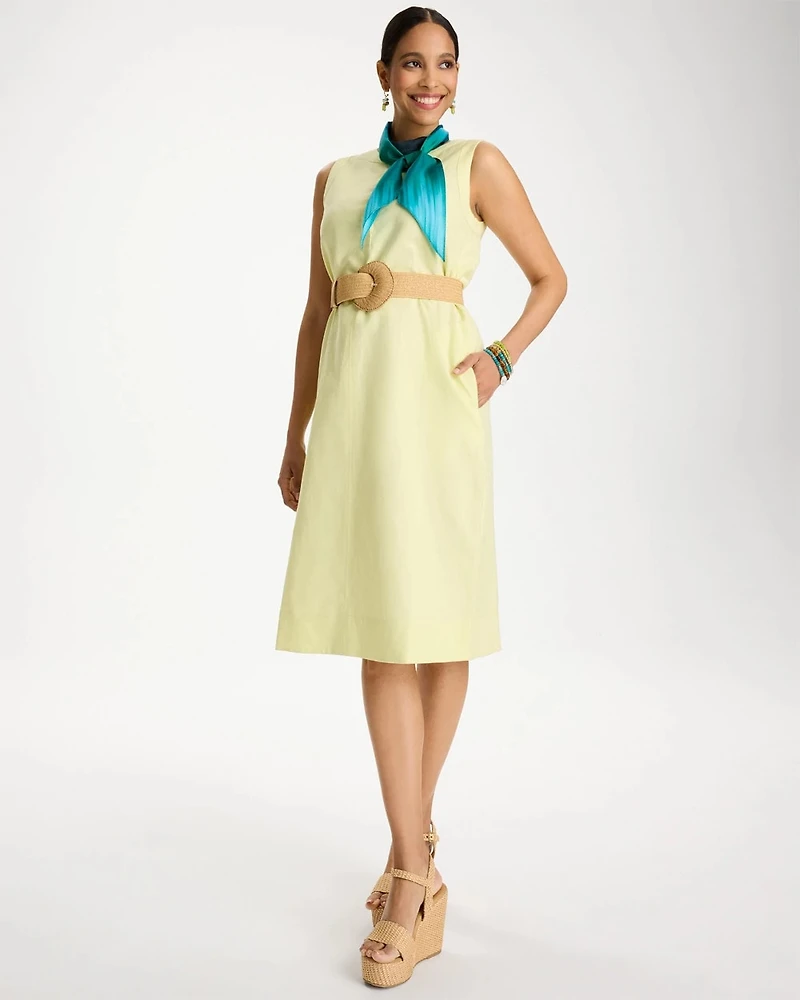 Linen-Cotton Henley Dress