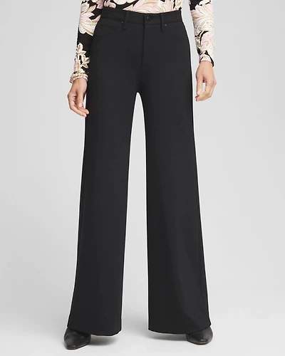 Petite High Rise Wide Leg Ponte Pants