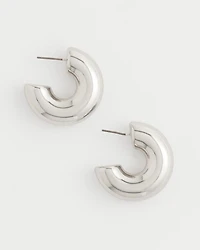 Silver Puff Hoop Earrings
