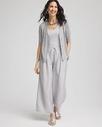 Metallic Ribbed Button-Up Cardigan