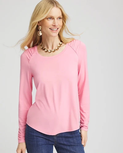 Touch of Cool™ Shirred Shoulder Tee