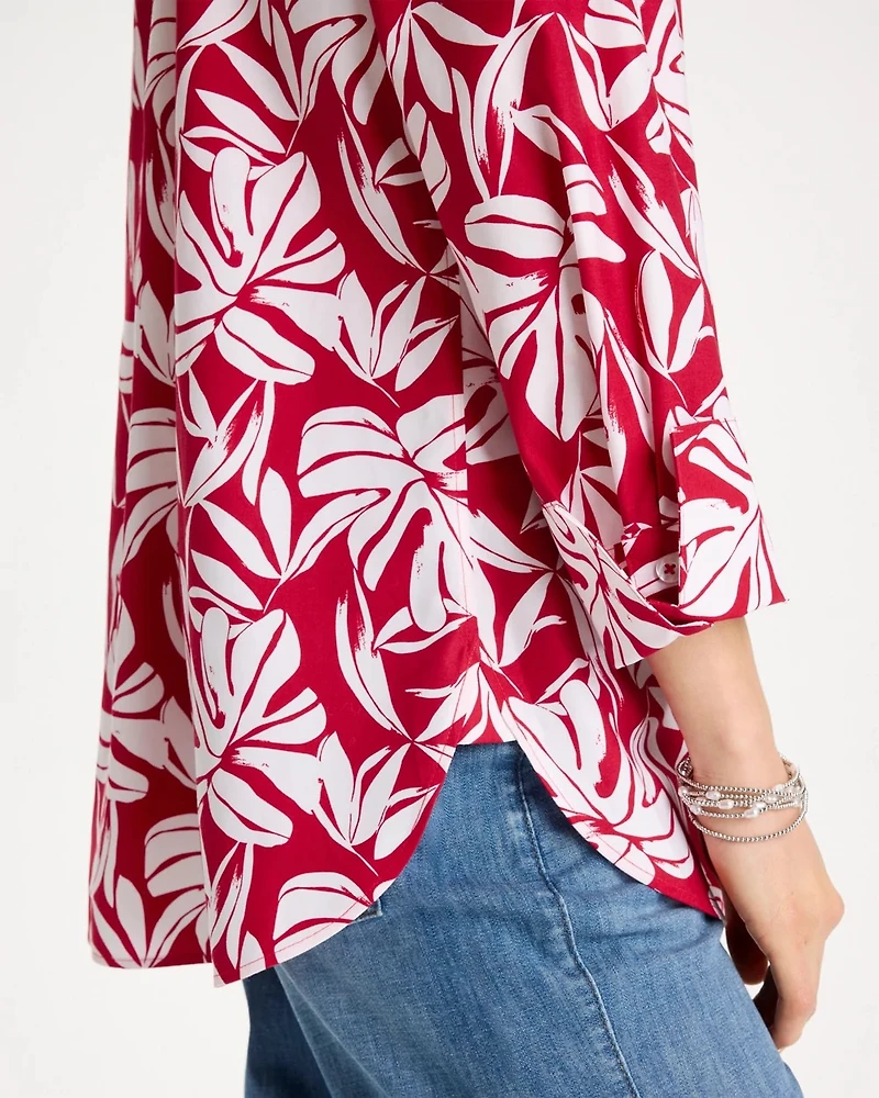 No Iron Stretch Palm Print Shirt