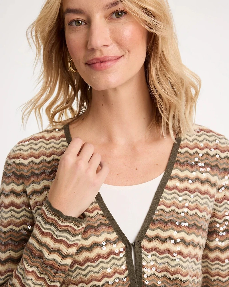 Ombre Sequin Open Cardigan