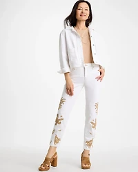 Girlfriend Slim Raffia Palm Crop Jeans