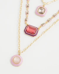 Pink Convertible Gold Tone Necklace