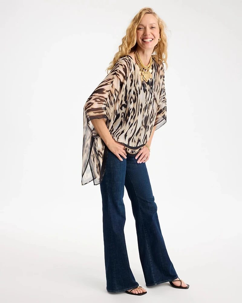 Ikat Print Poncho