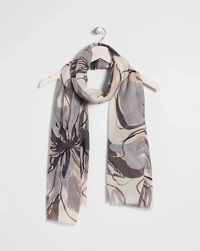 Foiled Floral Oblong Scarf