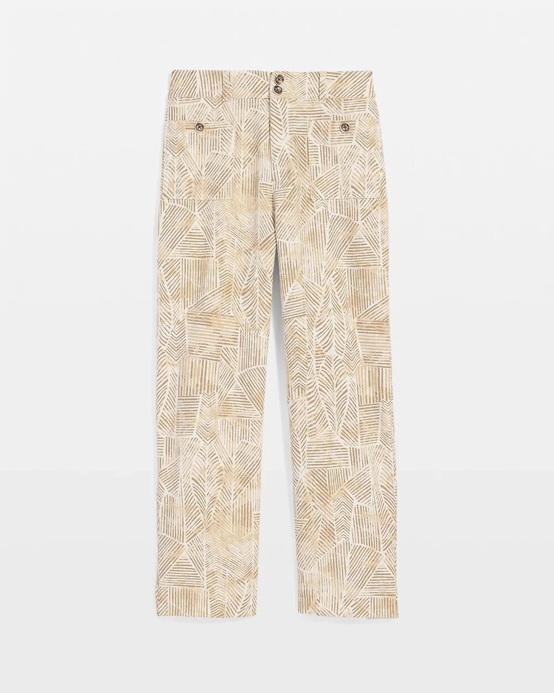 Printed Cropped Straight-Leg Pants