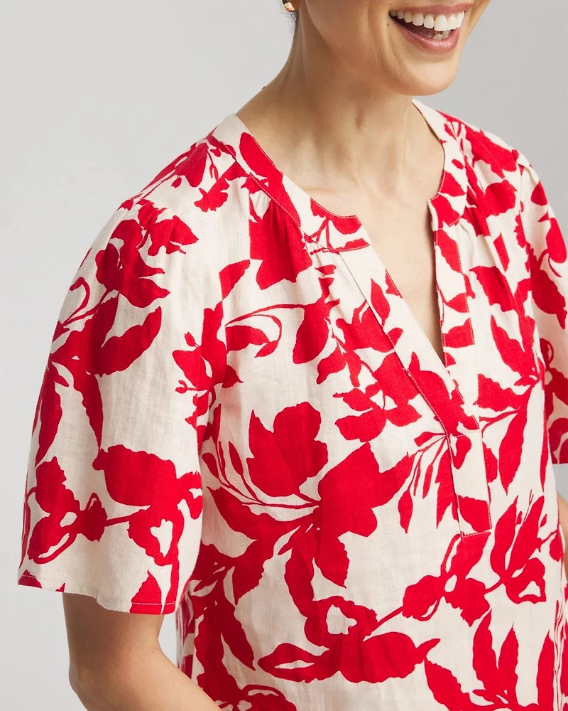 Floral Linen Popover Shirt