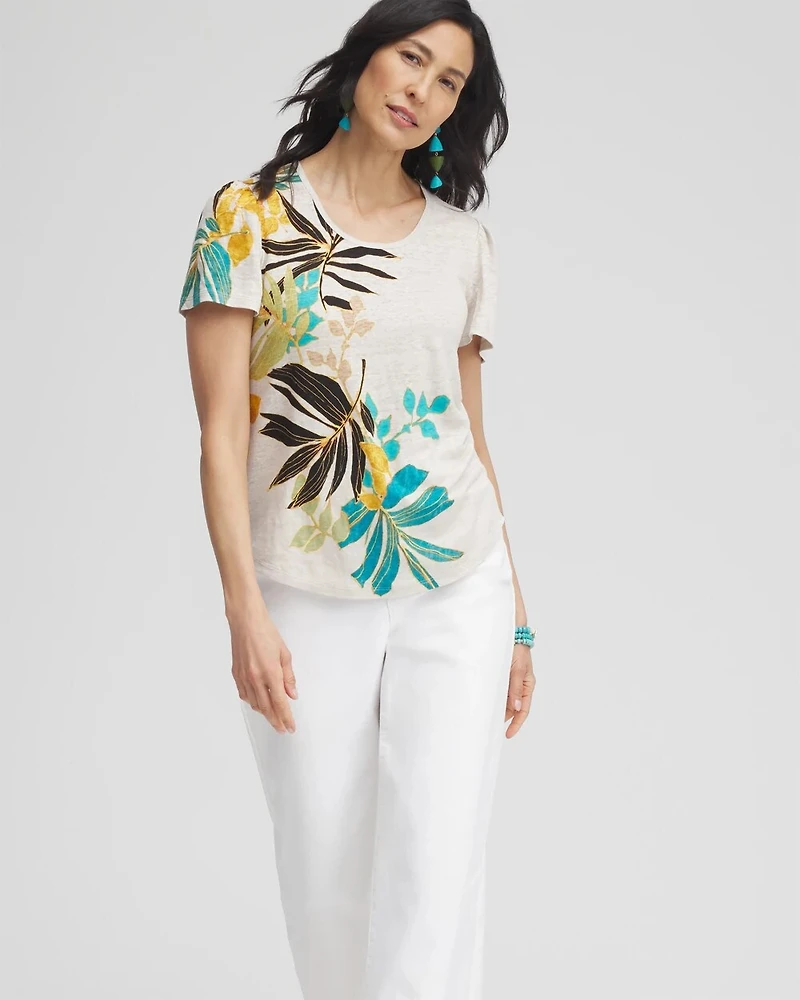 Palms Linen Flutter Sleeve Tee