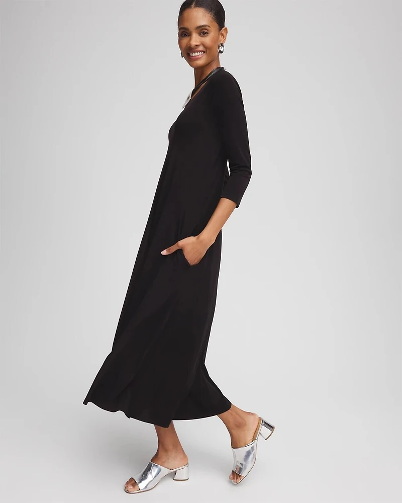V-Neck Jersey Midi Dress