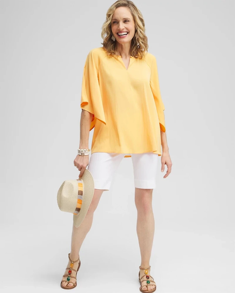 Satin Keyhole Neck Blouse