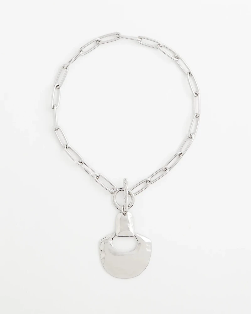 Silvertone Toggle Pendant Necklace