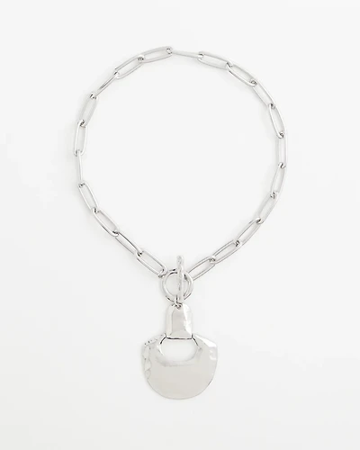 Silvertone Toggle Pendant Necklace