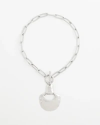 Silvertone Toggle Pendant Necklace