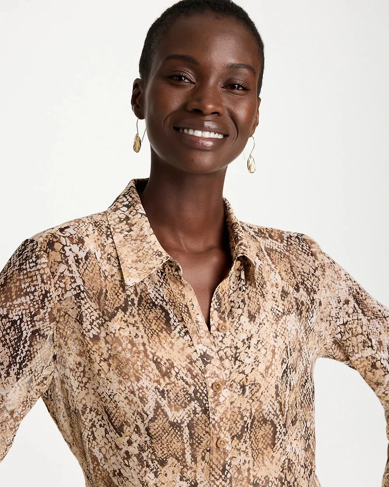 Georgette Python Animal Print Swing Blouse