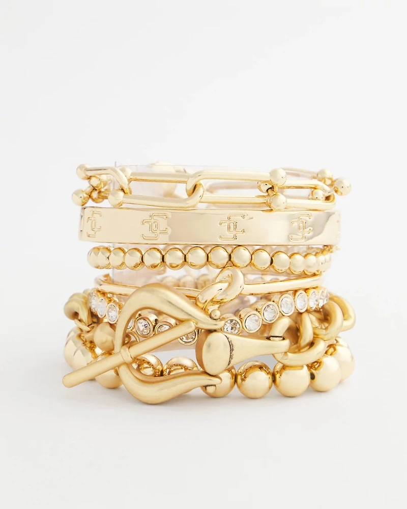 Small Beaded Gold Tone Stretch Bracelet