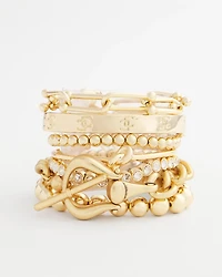 Small Beaded Gold Tone Stretch Bracelet