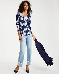 Ella V-Neck Floral Pullover Sweater