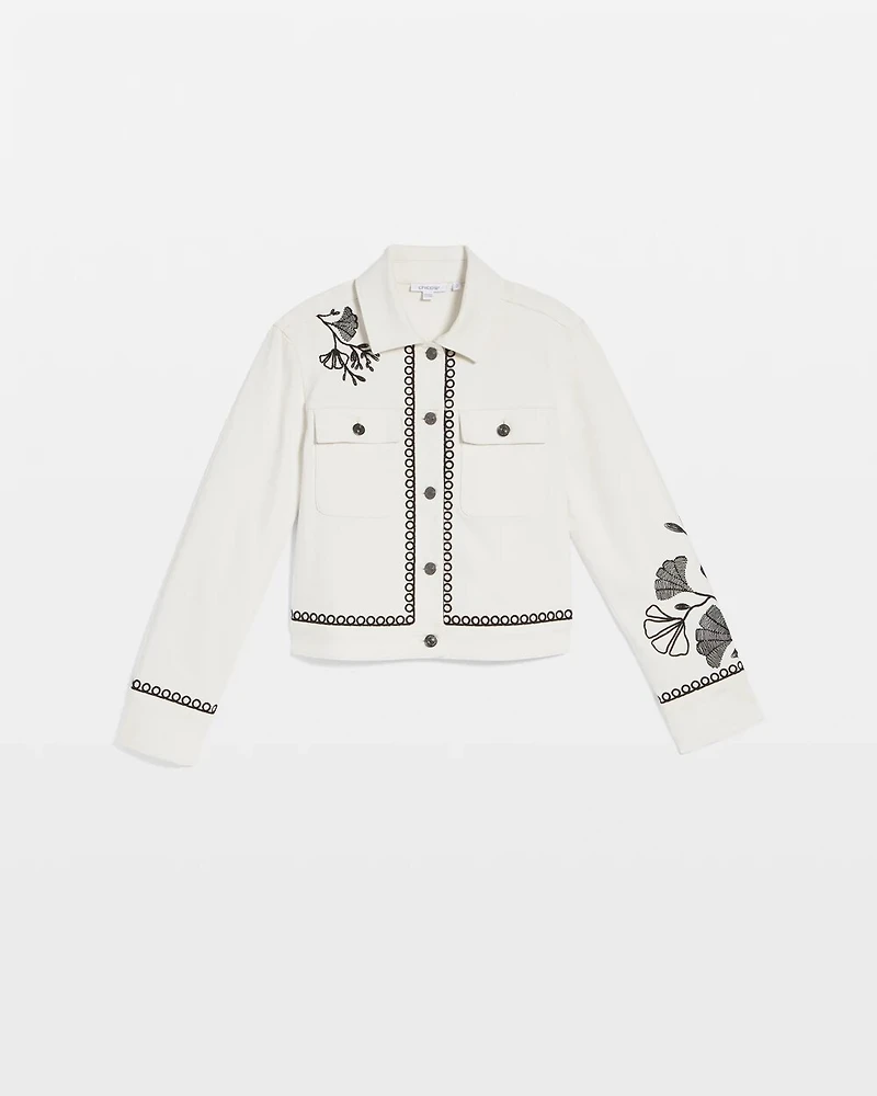 Ginkgo Embroidered Denim Jacket