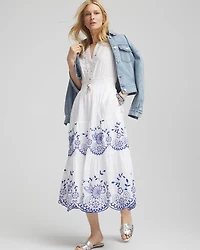 Embroidered Smocked Waist Dress