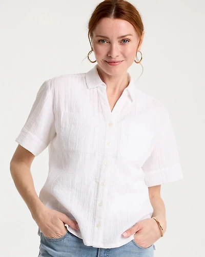 Cotton Gauze Camp Shirt