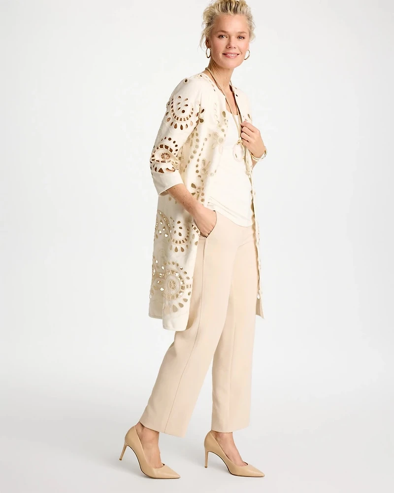 Long Faux Leather Kimono