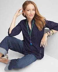 Poplin Deep V-Neck Tunic