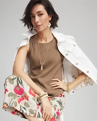 Ribbed Crochet-Trimmed Tank