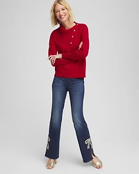 Button Envelope Neck Sweater